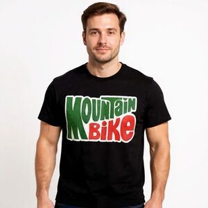 Mountain Bike Parody Mountain Dew Logo Graphic Tee Black Sz M